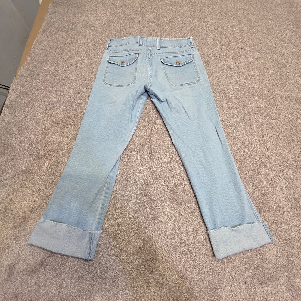 GAP Low Rise Cropped Stretch Jeans Size 4 Light Wash Cuffed Wide Leg Y2K Vintage